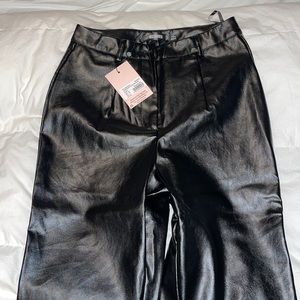 Missguided Faux Leather Split Trousers